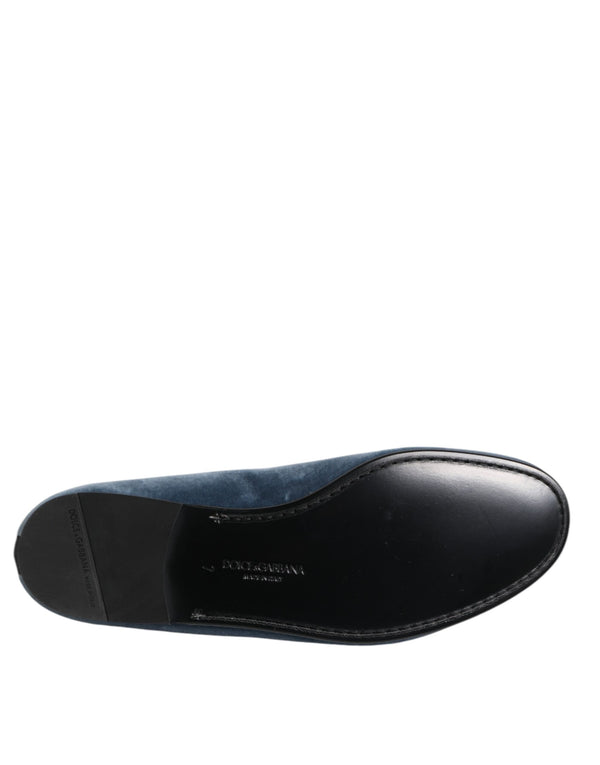 Blauer Samt DG Logo Loafers Formelle Schuhe