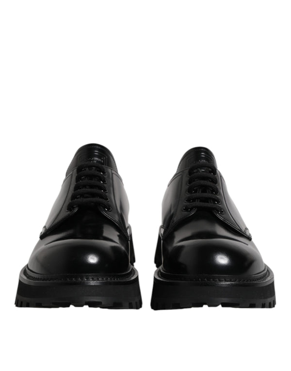 Schwarz Leder Lace Up Derby Männer Kleid Schuhe