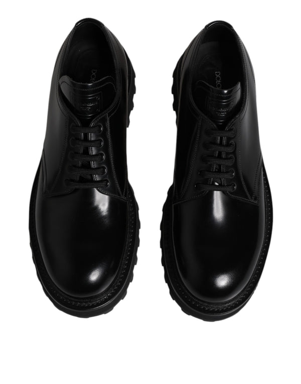 Schwarz Leder Lace Up Derby Männer Kleid Schuhe