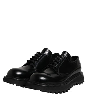 Schwarz Leder Lace Up Derby Männer Kleid Schuhe