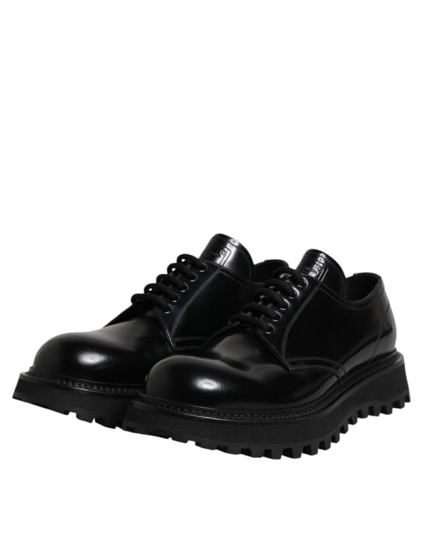 Schwarz Leder Lace Up Derby Männer Kleid Schuhe