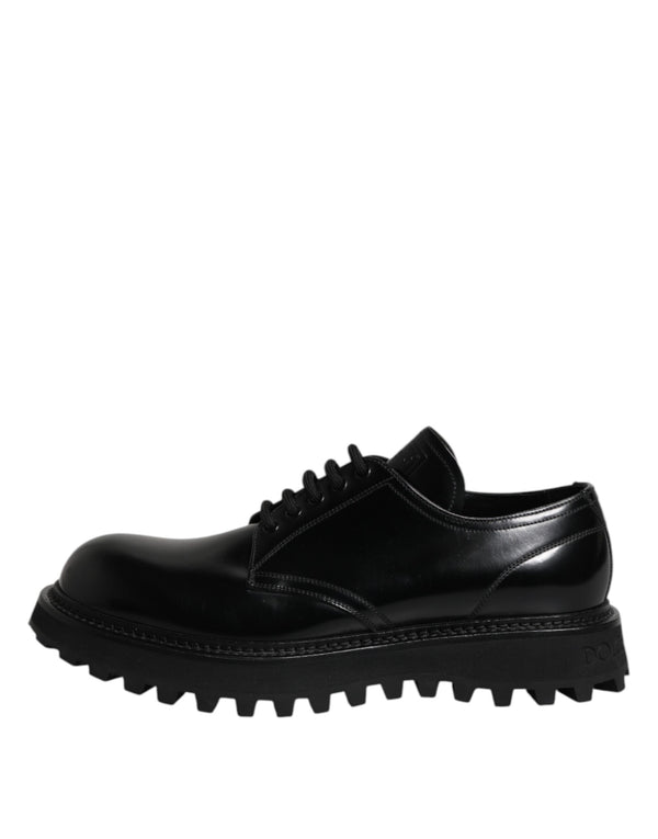 Schwarz Leder Lace Up Derby Männer Kleid Schuhe