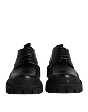 Schwarz Leder Lace Up Derby Männer Kleid Schuhe
