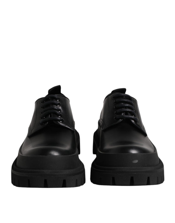Schwarz Leder Lace Up Derby Männer Kleid Schuhe