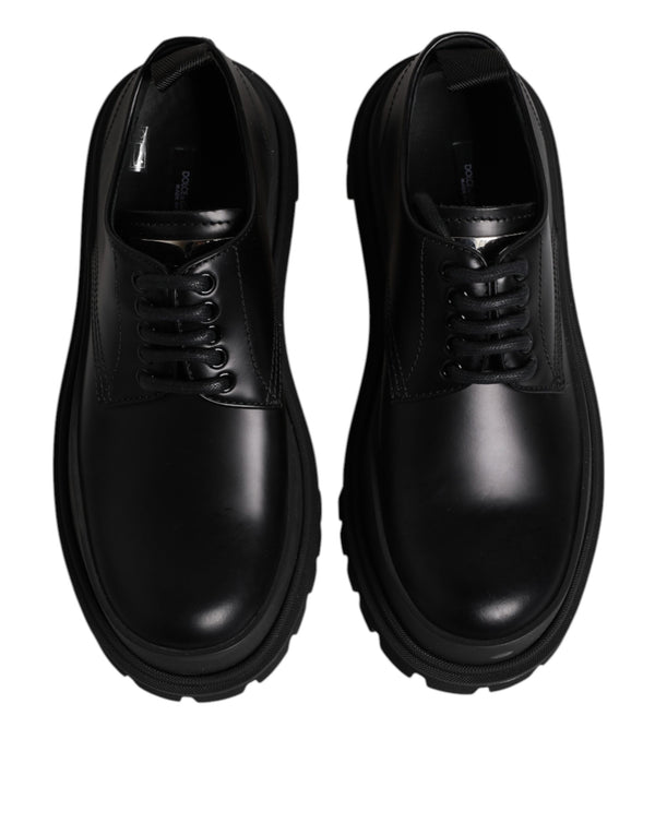 Schwarz Leder Lace Up Derby Männer Kleid Schuhe