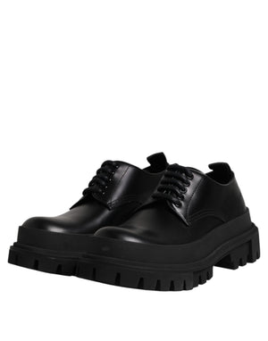 Schwarz Leder Lace Up Derby Männer Kleid Schuhe