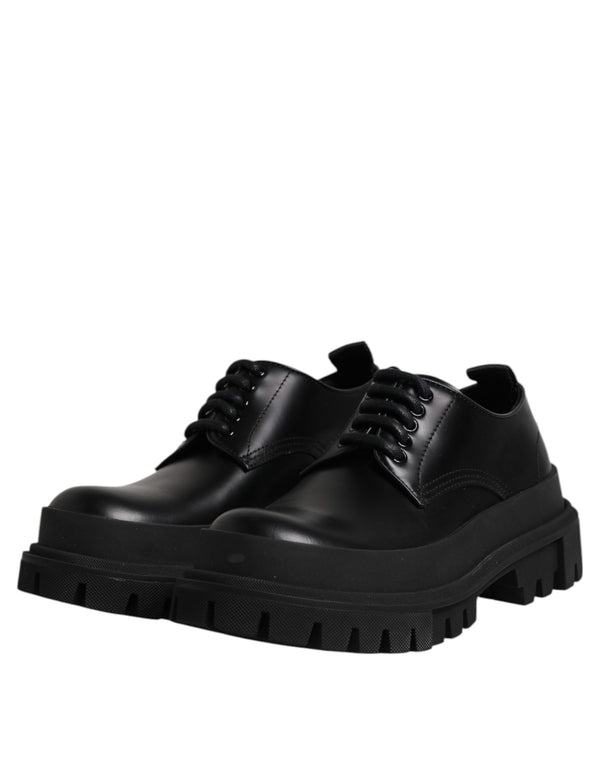 Schwarz Leder Lace Up Derby Männer Kleid Schuhe