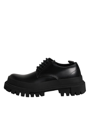 Schwarz Leder Lace Up Derby Männer Kleid Schuhe