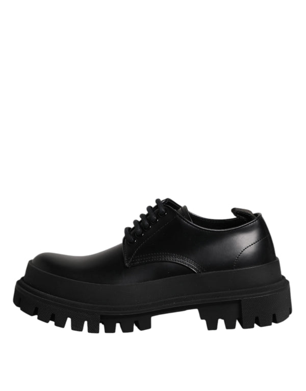 Schwarz Leder Lace Up Derby Männer Kleid Schuhe