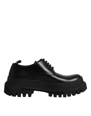 Schwarz Leder Lace Up Derby Männer Kleid Schuhe