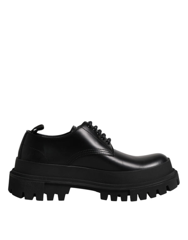 Schwarz Leder Lace Up Derby Männer Kleid Schuhe