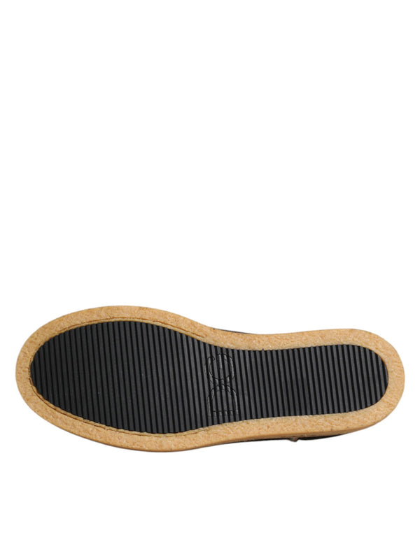 Braun Weiß Kalbsleder Loafers Schuhe