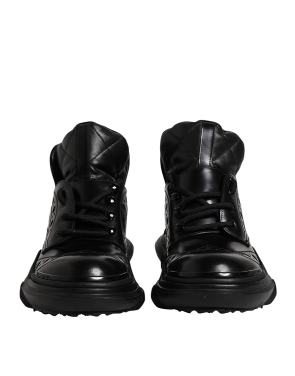 Schwarzes Leder Casual Herrenstiefel Schuhe