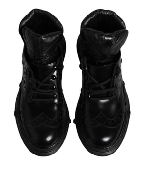 Schwarzes Leder Casual Herrenstiefel Schuhe