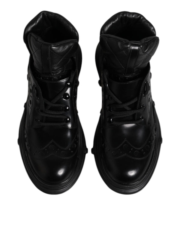 Schwarzes Leder Casual Herrenstiefel Schuhe