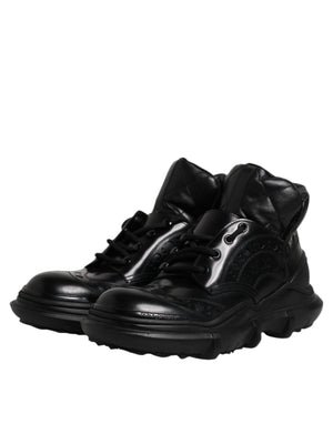 Schwarzes Leder Casual Herrenstiefel Schuhe