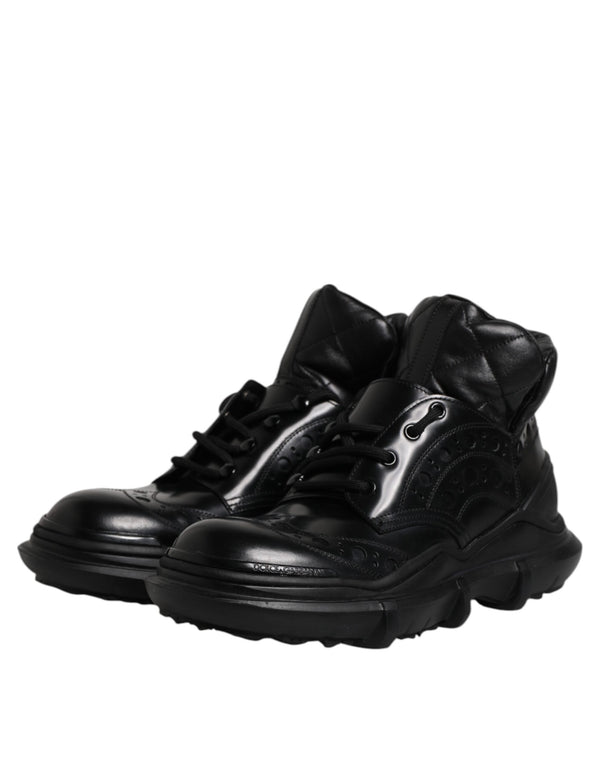 Schwarzes Leder Casual Herrenstiefel Schuhe