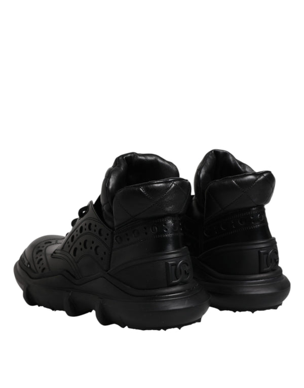 Schwarzes Leder Casual Herrenstiefel Schuhe