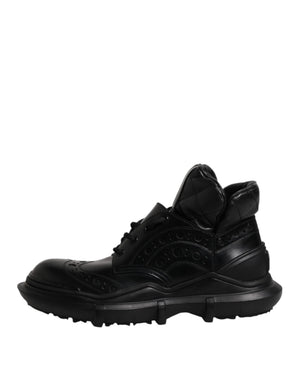 Schwarzes Leder Casual Herrenstiefel Schuhe