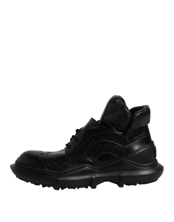 Schwarzes Leder Casual Herrenstiefel Schuhe