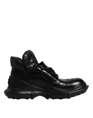 Schwarzes Leder Casual Herrenstiefel Schuhe
