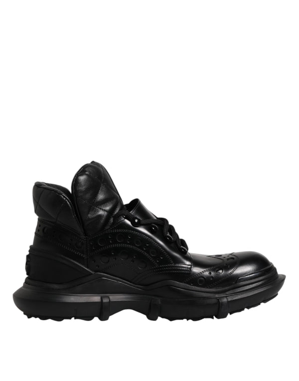 Schwarzes Leder Casual Herrenstiefel Schuhe