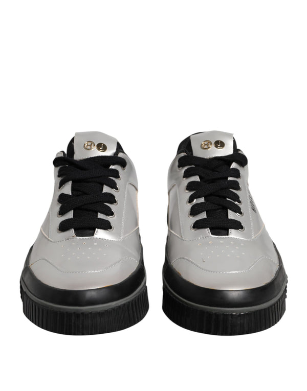 Metallic Silber Low Top Lace Up Sneakers Schuhe