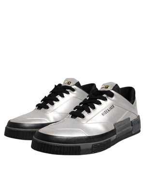 Metallic Silber Low Top Lace Up Sneakers Schuhe