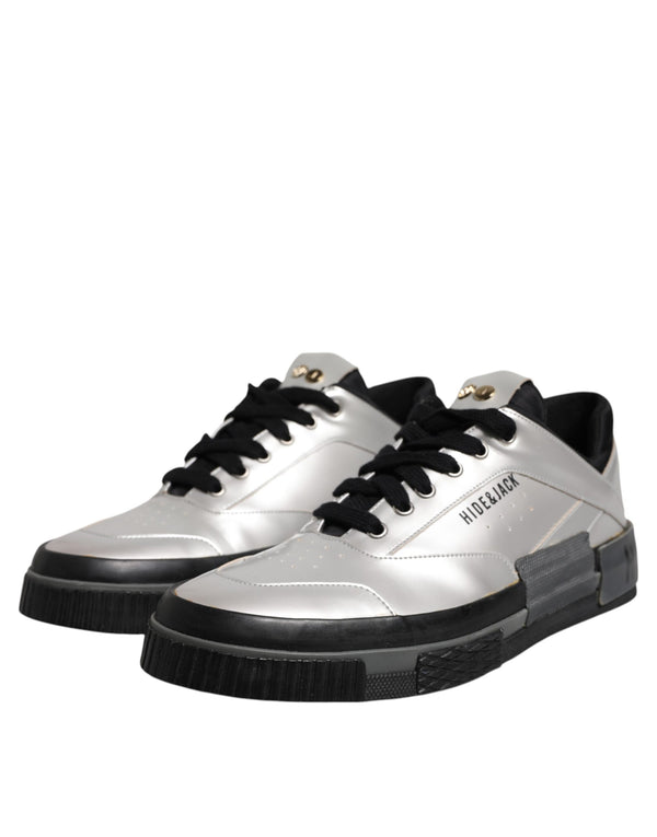 Metallic Silber Low Top Lace Up Sneakers Schuhe