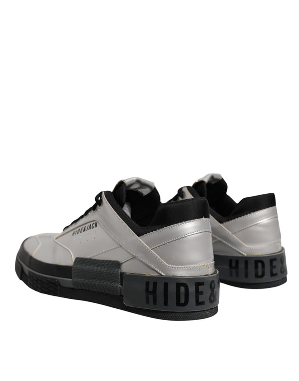 Metallic Silber Low Top Lace Up Sneakers Schuhe