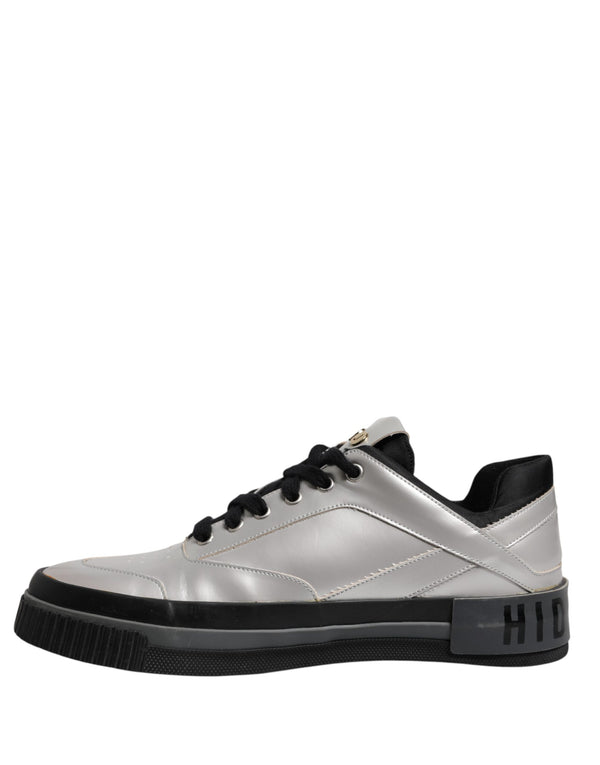 Metallic Silber Low Top Lace Up Sneakers Schuhe