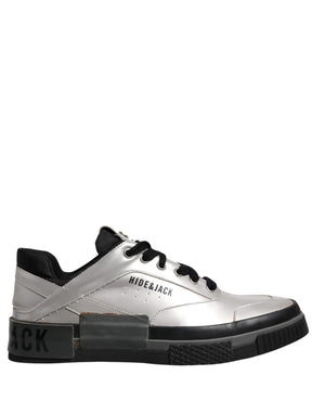 Metallic Silber Low Top Lace Up Sneakers Schuhe
