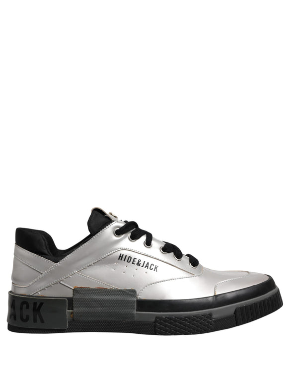 Metallic Silber Low Top Lace Up Sneakers Schuhe