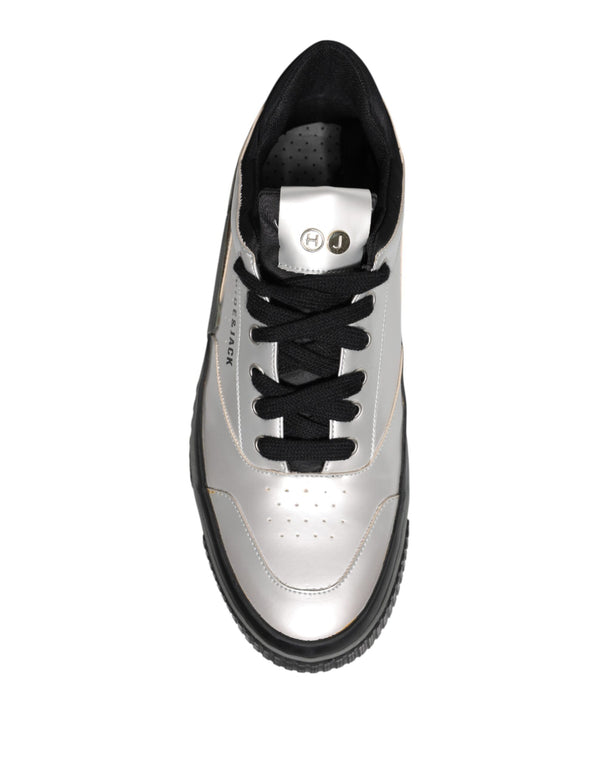 Metallic Silber Low Top Lace Up Sneakers Schuhe