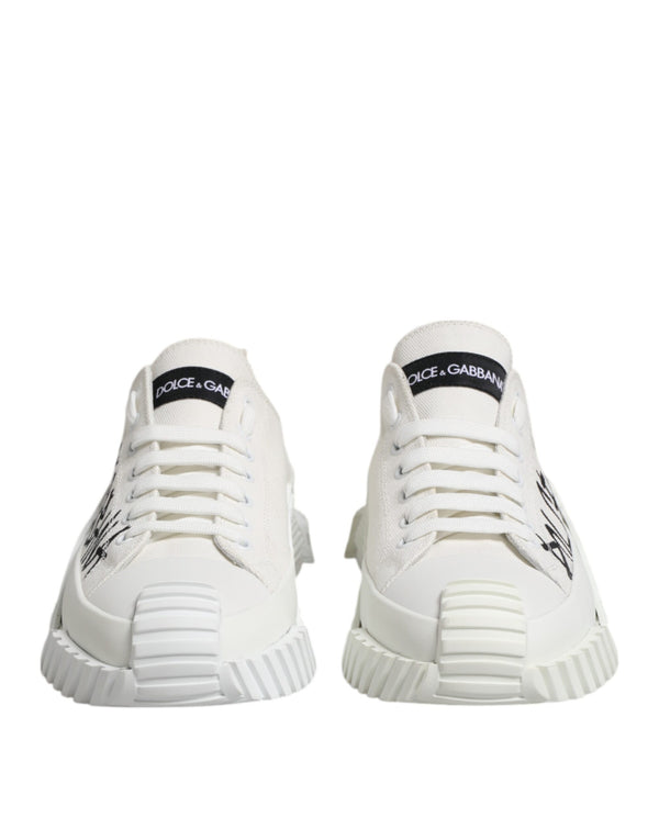 Weiße Logo Print Lace Up Low Top Sneakers Schuhe
