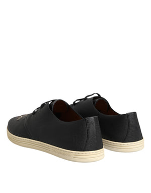 Schwarz Leder Bee Crown Low Top Sneakers Schuhe
