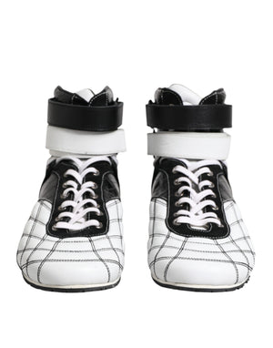 Schwarz Weiß Leder High Top Sneakers Schuhe