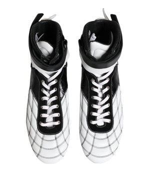 Schwarz Weiß Leder High Top Sneakers Schuhe