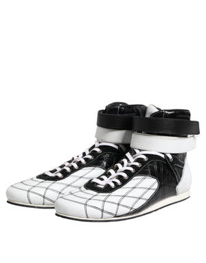 Schwarz Weiß Leder High Top Sneakers Schuhe