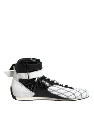 Schwarz Weiß Leder High Top Sneakers Schuhe