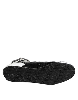 Schwarz Weiß Leder High Top Sneakers Schuhe