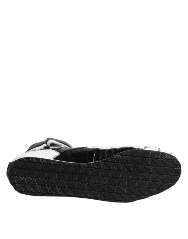 Schwarz Weiß Leder High Top Sneakers Schuhe