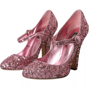 Rosa Pailletten Mary Jane Pumps High Heels Schuhe