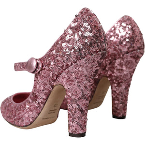 Rosa Pailletten Mary Jane Pumps High Heels Schuhe