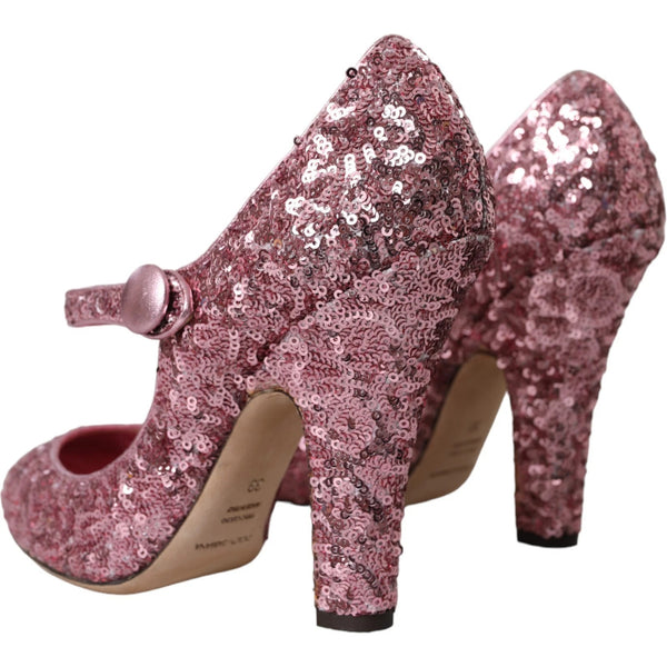 Rosa Pailletten Mary Jane Pumps High Heels Schuhe