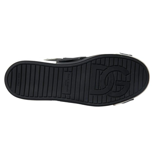 Schwarz Leder Low Top Sneakers Portofino Schuhe