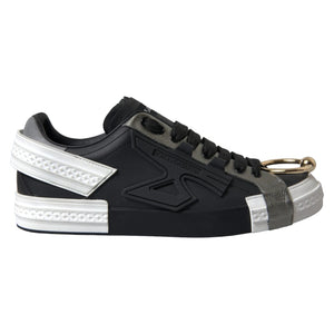 Schwarz Leder Low Top Sneakers Portofino Schuhe