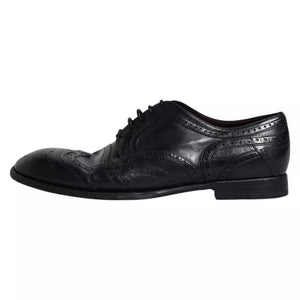 Dunkelblaue Leder Derby Wingtip Formelle Schuhe