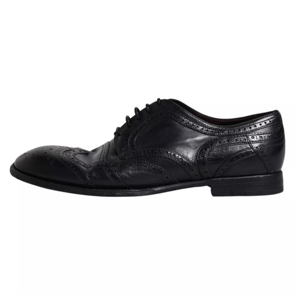 Dunkelblaue Leder Derby Wingtip Formelle Schuhe