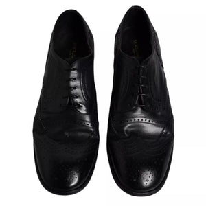 Dunkelblaue Leder Derby Wingtip Formelle Schuhe